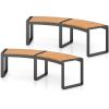 Set of 2 - Outdoor Metal Wood Backless Garden Bench