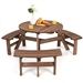 Solid Cedar Wood Outdoor Picnic Table with 3 Benches