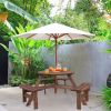 Solid Cedar Wood Outdoor Picnic Table with 3 Benches