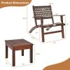 3 Piece Wooden Rattan Outdoor Patio Furniture Bistro Chair Set