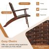 3 Piece Wooden Rattan Outdoor Patio Furniture Bistro Chair Set