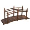 7.5 Ft Wooden Garden Bridge with Hand Rails in Carbonized Finish