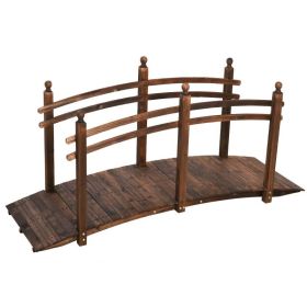 7.5 Ft Wooden Garden Bridge with Hand Rails in Carbonized Finish