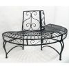 Half-Circle Outdoor Black Powder Coated Aluminum Tree Bench