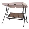 Outdoor 3-Person Canopy Swing for Porch Patio or Deck - Tan