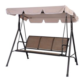 Outdoor 3-Person Canopy Swing for Porch Patio or Deck - Tan