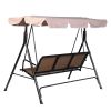Outdoor 3-Person Canopy Swing for Porch Patio or Deck - Tan