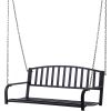 Modern Farmhouse Antique Black 2-Person Metal Outdoor Porch Swing