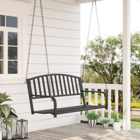Modern Farmhouse Antique Black 2-Person Metal Outdoor Porch Swing