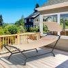 Beige Polyester Chaise Lounge Chair Hammock with Canopy
