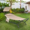 Beige Polyester Chaise Lounge Chair Hammock with Canopy