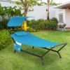 Blue Polyester Chaise Lounge Chair Hammock with Canopy