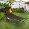 Brown Polyester Chaise Lounge Chair Hammock with Canopy