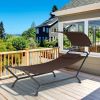 Brown Polyester Chaise Lounge Chair Hammock with Canopy