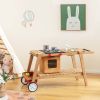 Kids Wooden Play Portable Cook Cart Set Navy/White with Sun Umbrella