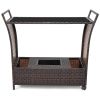 Outdoor Sturdy Resin Wicker Serving Bar Cart with Ice Bucket