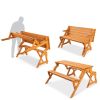 Outdoor Interchangeable 2 in 1 Multi-Use Wooden Picnic Table Garden Bench with Umbrella Hole