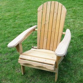 Folding Adirondack Chair for Patio Garden in Natural Wood
