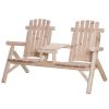 Adirondack Patio 2 Chair Lounger with Center Coffee Table - Natural