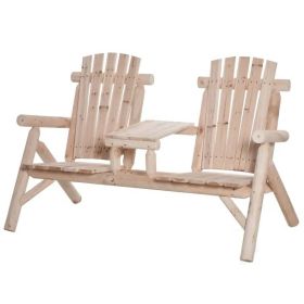 Adirondack Patio 2 Chair Lounger with Center Coffee Table - Natural