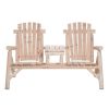 Adirondack Patio 2 Chair Lounger with Center Coffee Table - Natural