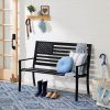 2 Person Patriotic USA Black Metal Bench with American Flag Design