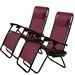 Set of 2 Burgundy Wine Red Folding Outdoor Zero Gravity Lounge Chairs
