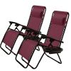 Set of 2 Burgundy Wine Red Folding Outdoor Zero Gravity Lounge Chairs