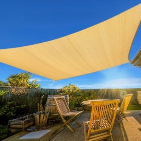 XISHAN 16'X16' Dark Grey, Sand, Light Grey, Cream HDPE Sunshade Sail, 160 Grams (Option: 16X16ft-Sand)