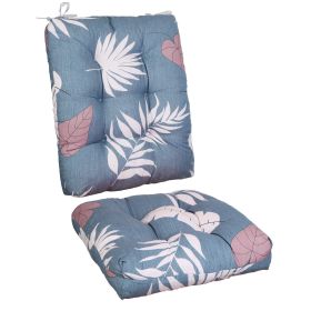 2Pcs/Set 1Pc Back Cushion and 1Pc Seat Cushion Rocking Chair Cushion Upper and Lower Back and Seat Sets (Craftsmanship: Upgraded Version, type: Blue_GreyLeaf)